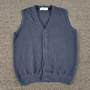 Palmland Classics Mens Navy Sweater Vest V Neck Button Front